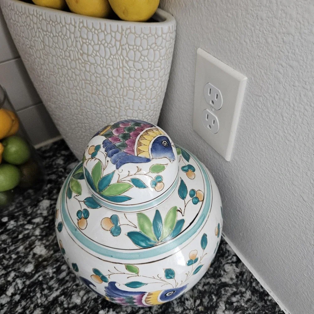 Porcelain Fish Chinese Asian Chinoiserie‎ Ginger Jars  stamped with makers mark